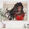 Designart - Portrait of African American Woman XIV - Modern Print on Natural Pine Wood